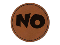 No Text Round Iron-On Engraved Faux Leather Patch Applique - 2.5"