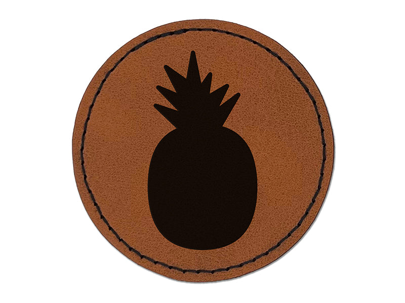 Pineapple Fruit Solid Round Iron-On Engraved Faux Leather Patch Applique - 2.5"