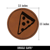 Pizza Slice Abstract Round Iron-On Engraved Faux Leather Patch Applique - 2.5"