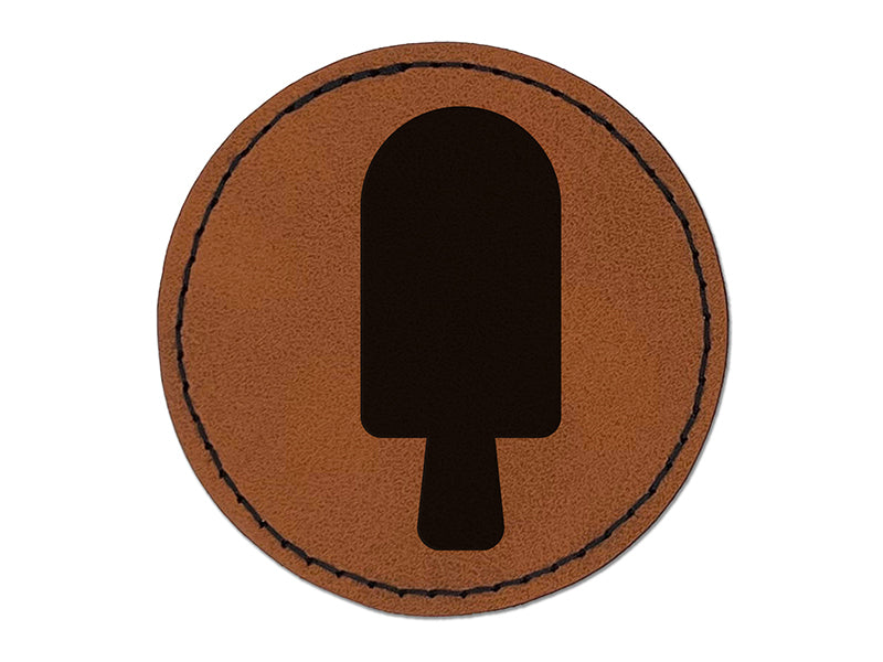 Popsicle Pop Round Iron-On Engraved Faux Leather Patch Applique - 2.5"