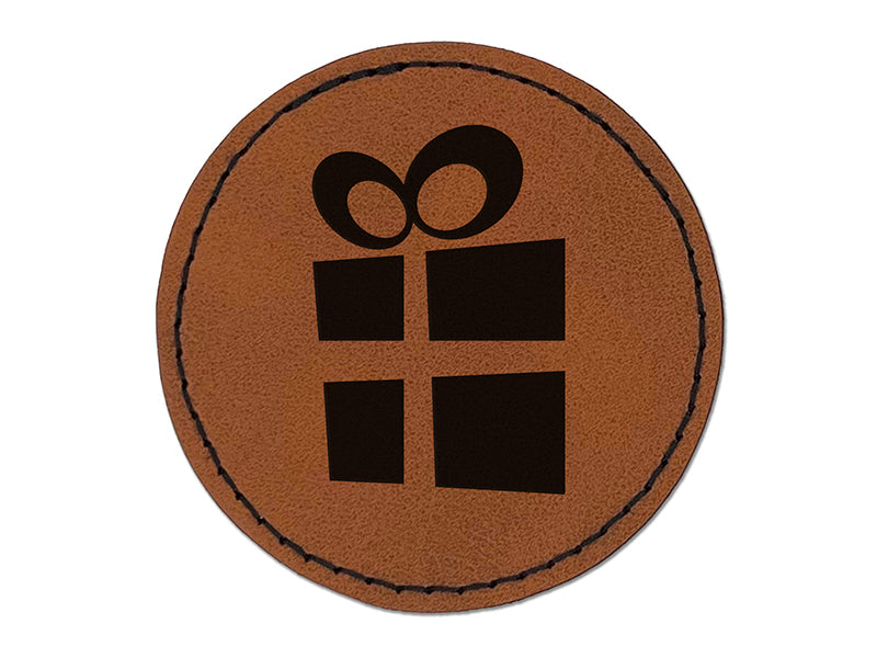 Present Gift Birthday Christmas Abstract Round Iron-On Engraved Faux Leather Patch Applique - 2.5"