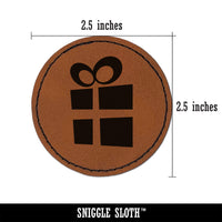 Present Gift Birthday Christmas Abstract Round Iron-On Engraved Faux Leather Patch Applique - 2.5"