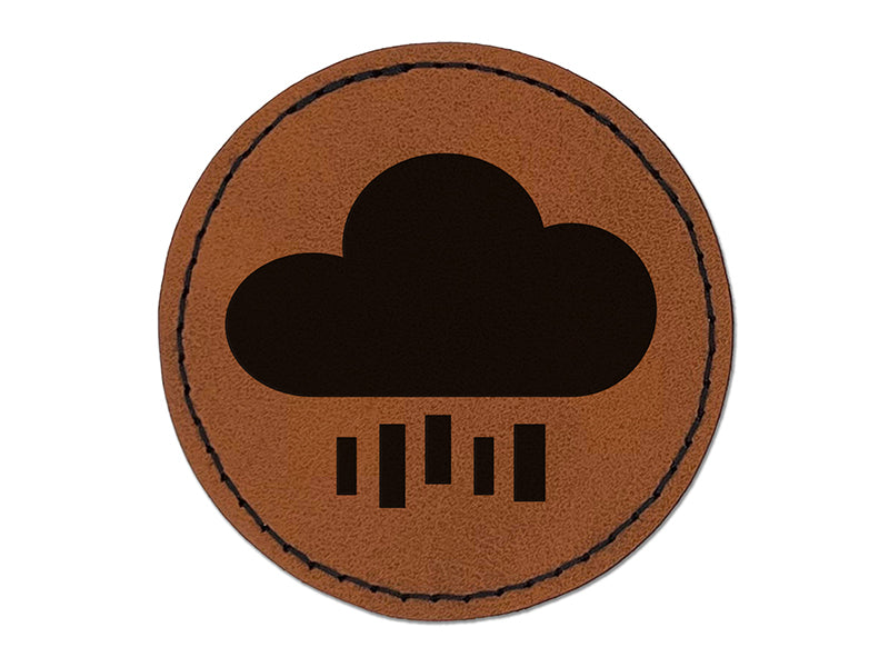 Rain Cloud Solid Round Iron-On Engraved Faux Leather Patch Applique - 2.5"