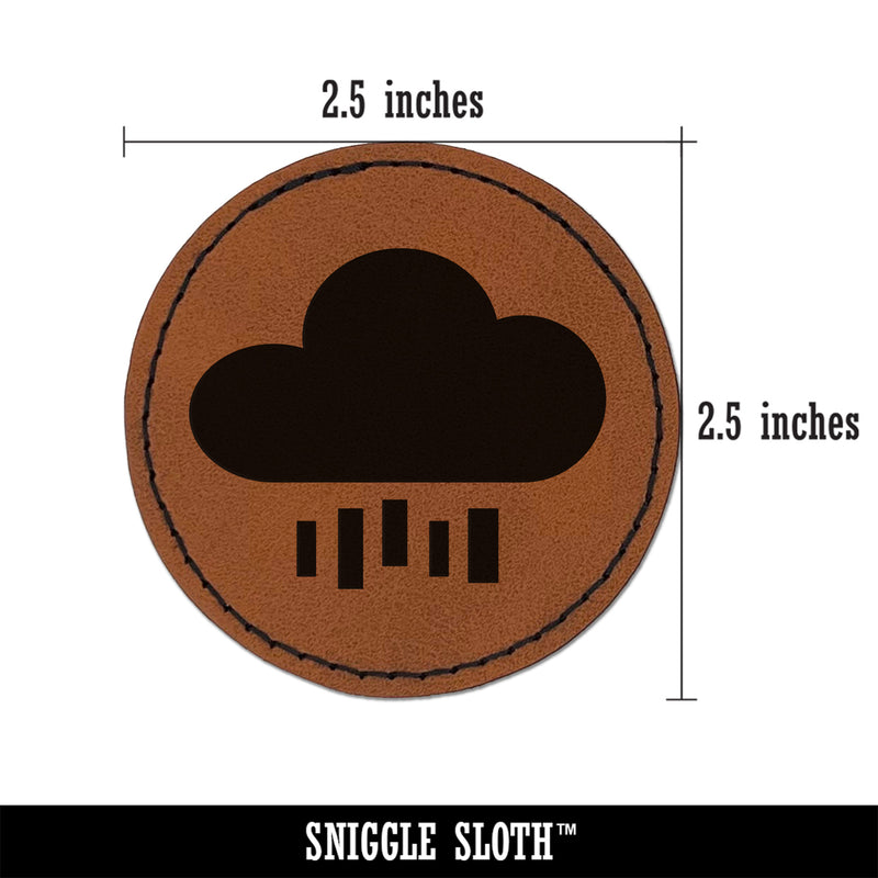 Rain Cloud Solid Round Iron-On Engraved Faux Leather Patch Applique - 2.5"