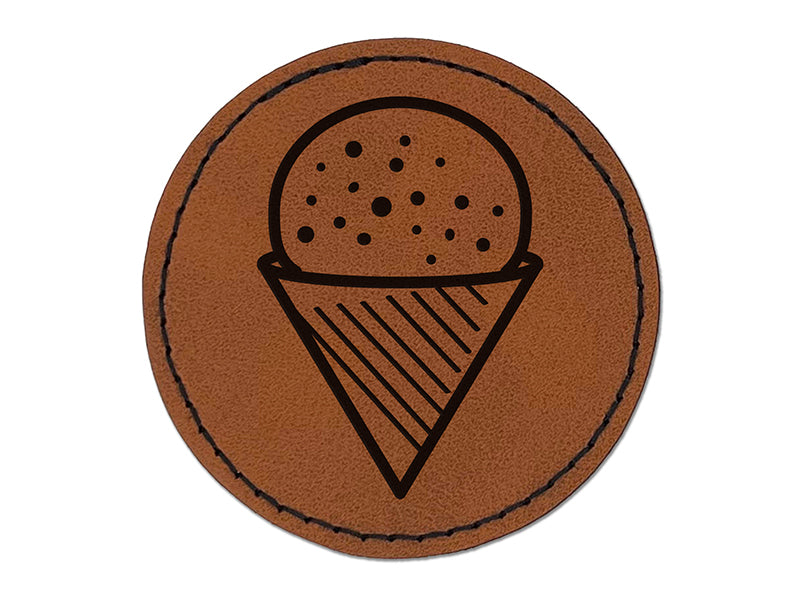 Snow Cone Shaved Ice Round Iron-On Engraved Faux Leather Patch Applique - 2.5"