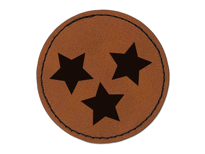 Star Scatter Round Iron-On Engraved Faux Leather Patch Applique - 2.5"