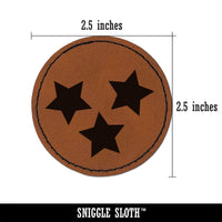 Star Scatter Round Iron-On Engraved Faux Leather Patch Applique - 2.5"