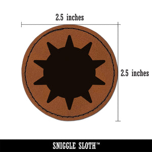 Sun Solid Round Iron-On Engraved Faux Leather Patch Applique - 2.5"