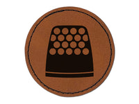 Thimble Sewing Round Iron-On Engraved Faux Leather Patch Applique - 2.5"