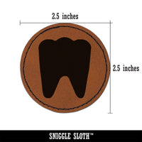 Tooth Dentist Round Iron-On Engraved Faux Leather Patch Applique - 2.5"