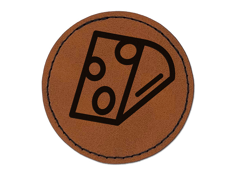 Wedge of Cheese Round Iron-On Engraved Faux Leather Patch Applique - 2.5"