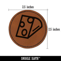 Wedge of Cheese Round Iron-On Engraved Faux Leather Patch Applique - 2.5"