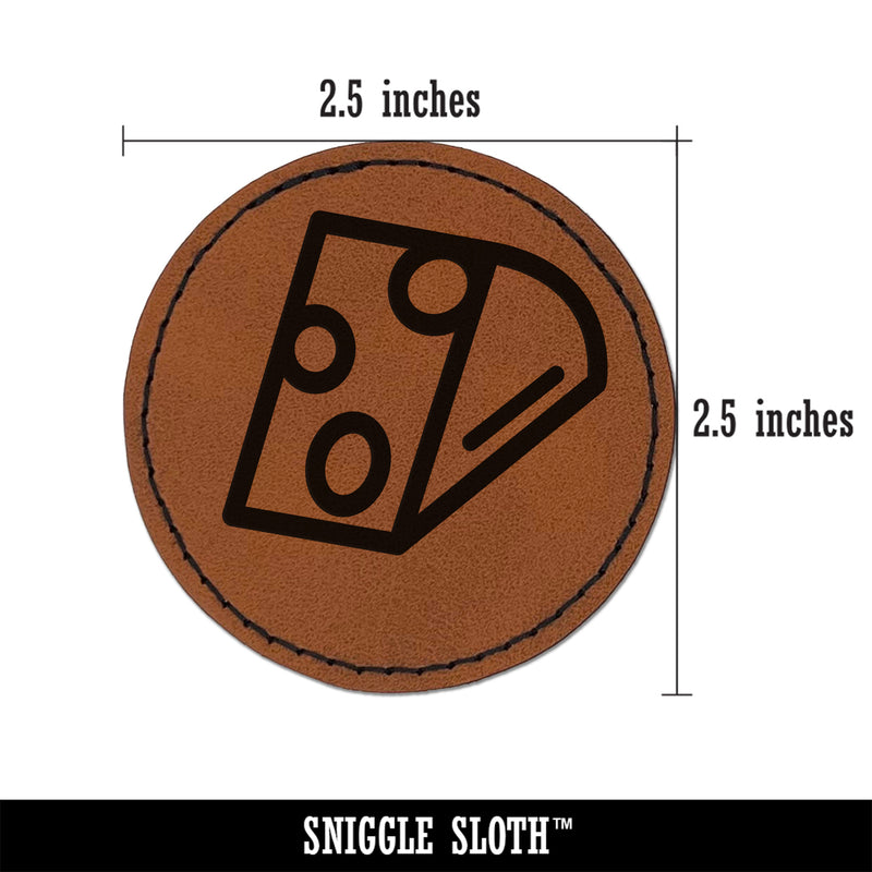 Wedge of Cheese Round Iron-On Engraved Faux Leather Patch Applique - 2.5"