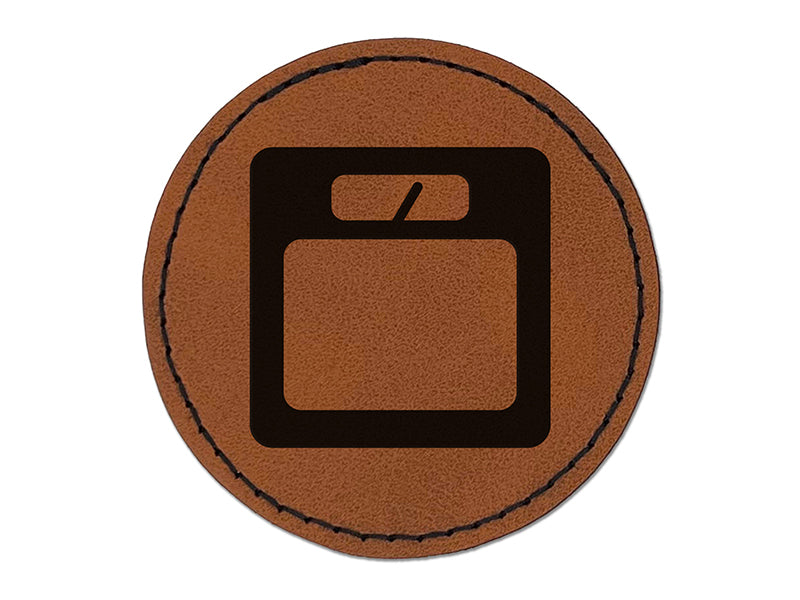 Weight Loss Tracker Scale Round Iron-On Engraved Faux Leather Patch Applique - 2.5"