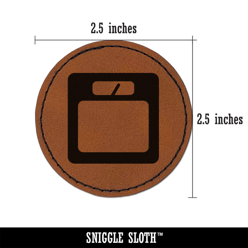 Weight Loss Tracker Scale Round Iron-On Engraved Faux Leather Patch Applique - 2.5"