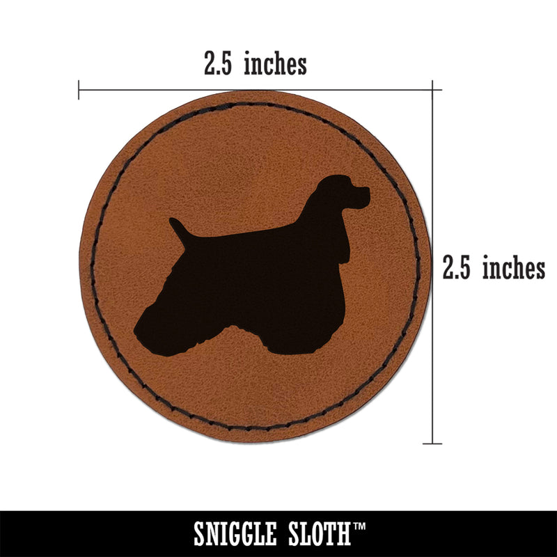 American Cocker Spaniel Dog Solid Round Iron-On Engraved Faux Leather Patch Applique - 2.5"