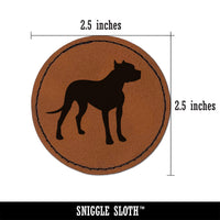 American Pit Bull Terrier Dog Solid Round Iron-On Engraved Faux Leather Patch Applique - 2.5"