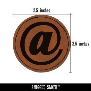 At Email Symbol Round Iron-On Engraved Faux Leather Patch Applique - 2.5"