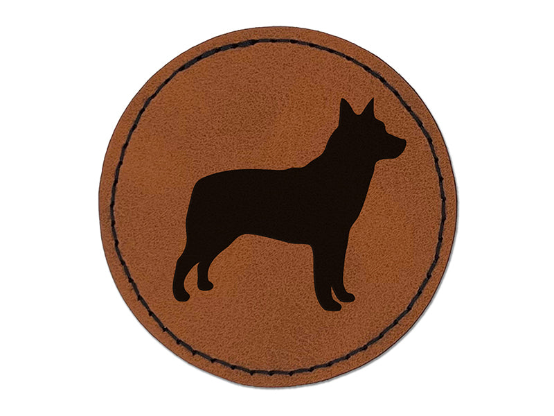 Australian Cattle Dog Solid Round Iron-On Engraved Faux Leather Patch Applique - 2.5"