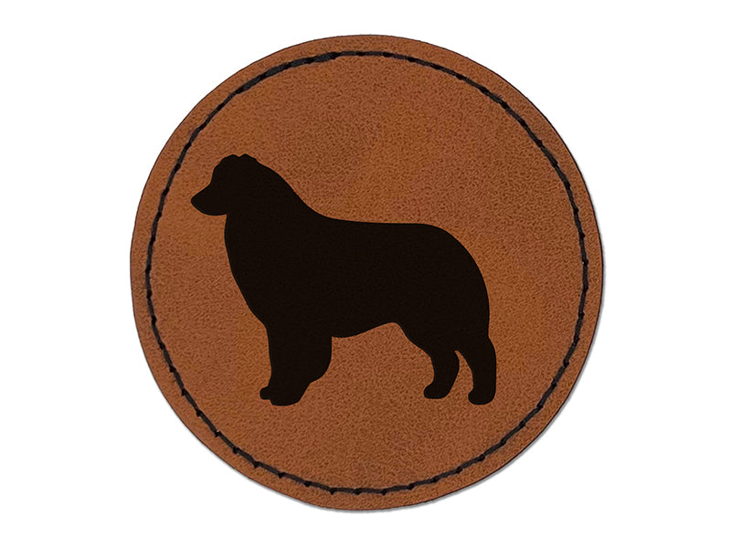 Australian Shepherd Dog Aussie Solid Round Iron-On Engraved Faux Leather Patch Applique - 2.5"