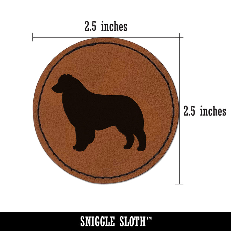 Australian Shepherd Dog Aussie Solid Round Iron-On Engraved Faux Leather Patch Applique - 2.5"