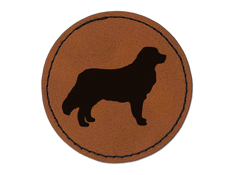 Bernese Mountain Dog Solid Round Iron-On Engraved Faux Leather Patch Applique - 2.5"