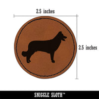 Border Collie Dog Solid Round Iron-On Engraved Faux Leather Patch Applique - 2.5"
