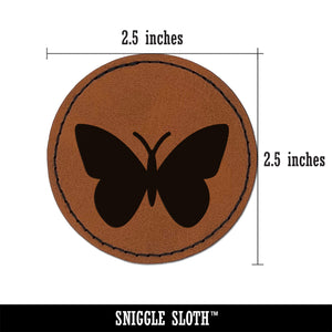 Butterfly Solid Round Iron-On Engraved Faux Leather Patch Applique - 2.5"
