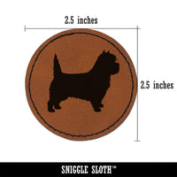 Cairn Terrier Dog Solid Round Iron-On Engraved Faux Leather Patch Applique - 2.5"
