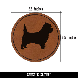 Cairn Terrier Dog Solid Round Iron-On Engraved Faux Leather Patch Applique - 2.5"