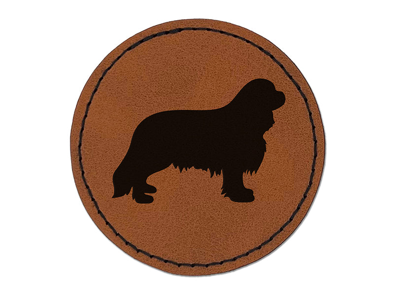 Cavalier King Charles Spaniel Dog Solid Round Iron-On Engraved Faux Leather Patch Applique - 2.5"