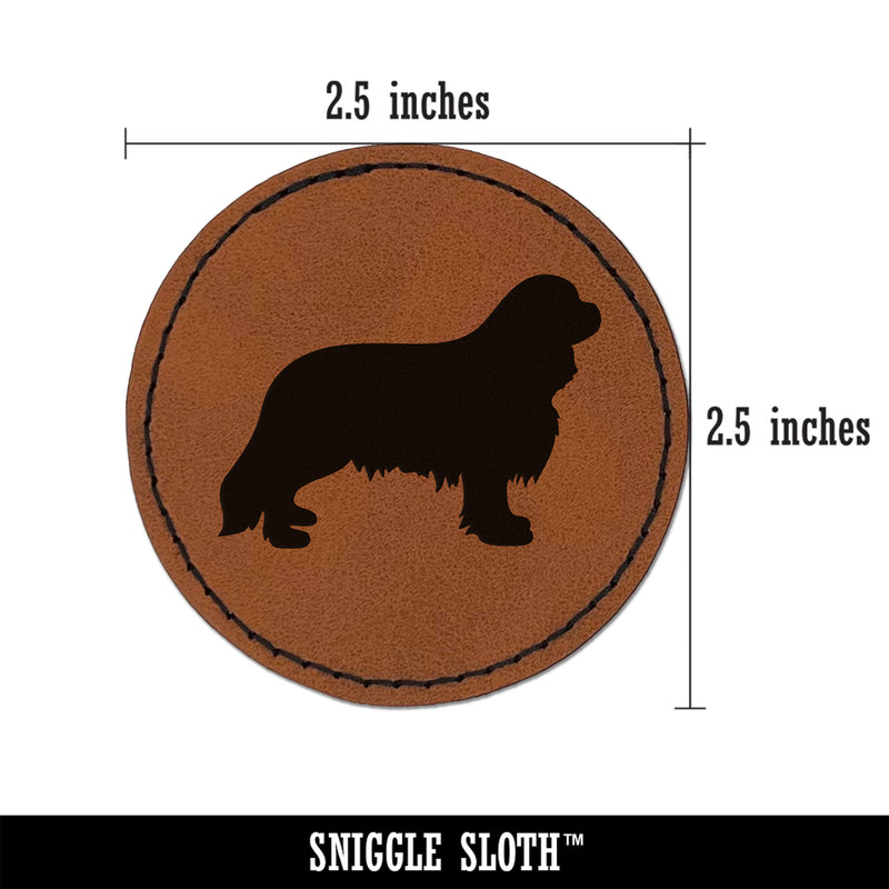 Cavalier King Charles Spaniel Dog Solid Round Iron-On Engraved Faux Leather Patch Applique - 2.5"
