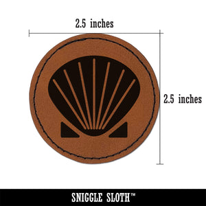 Clam Shell Round Iron-On Engraved Faux Leather Patch Applique - 2.5"