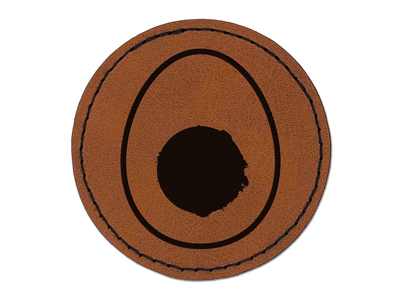 Egg and Yolk Round Iron-On Engraved Faux Leather Patch Applique - 2.5"