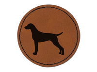German Shorthaired Pointer Dog Solid Round Iron-On Engraved Faux Leather Patch Applique - 2.5"
