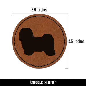 Havanese Dog Solid Round Iron-On Engraved Faux Leather Patch Applique - 2.5"