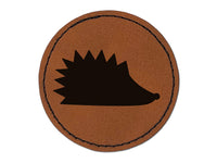 Hedgehog Profile Solid Round Iron-On Engraved Faux Leather Patch Applique - 2.5"