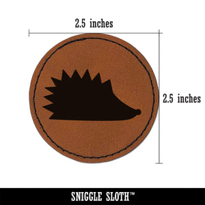 Hedgehog Profile Solid Round Iron-On Engraved Faux Leather Patch Applique - 2.5"