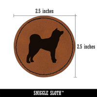 Japanese Akita Dog Solid Round Iron-On Engraved Faux Leather Patch Applique - 2.5"