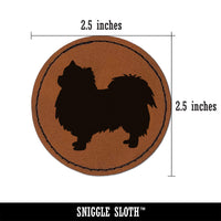 Long Coat Chihuahua Dog Solid Round Iron-On Engraved Faux Leather Patch Applique - 2.5"