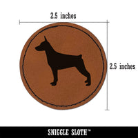 Miniature Pinscher Min Pin Dog Solid Round Iron-On Engraved Faux Leather Patch Applique - 2.5"