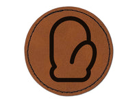 Mitten Outline Cold Winter Round Iron-On Engraved Faux Leather Patch Applique - 2.5"