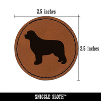 Newfoundland Dog Solid Round Iron-On Engraved Faux Leather Patch Applique - 2.5"