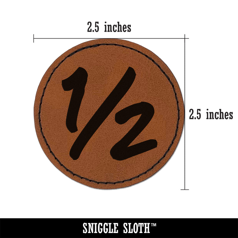 One Half Fun Text Round Iron-On Engraved Faux Leather Patch Applique - 2.5"