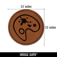 Painter Painting Artist Palette Abstract Round Iron-On Engraved Faux Leather Patch Applique - 2.5"