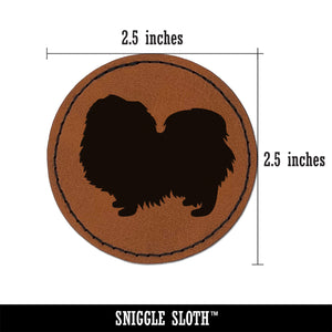 Pekingese Dog Solid Round Iron-On Engraved Faux Leather Patch Applique - 2.5"
