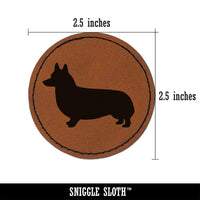 Pembroke Welsh Corgi Dog Solid Round Iron-On Engraved Faux Leather Patch Applique - 2.5"