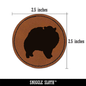 Pomeranian Dog Solid Round Iron-On Engraved Faux Leather Patch Applique - 2.5"