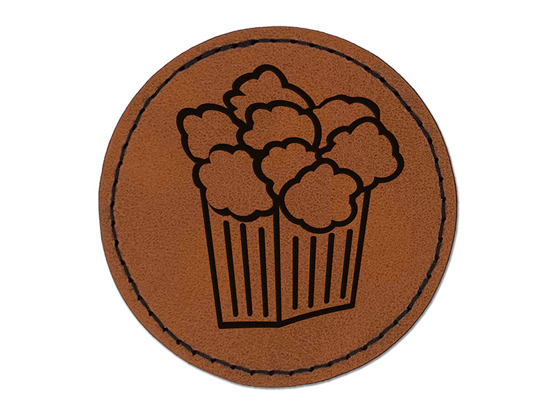 Popcorn Doodle Round Iron-On Engraved Faux Leather Patch Applique - 2.5"