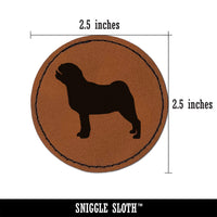 Pug Dog Solid Round Iron-On Engraved Faux Leather Patch Applique - 2.5"